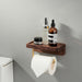 Wall-Mounted Toilet Roll Holder with Wood Shelf and Brass Fittings – Single Roll