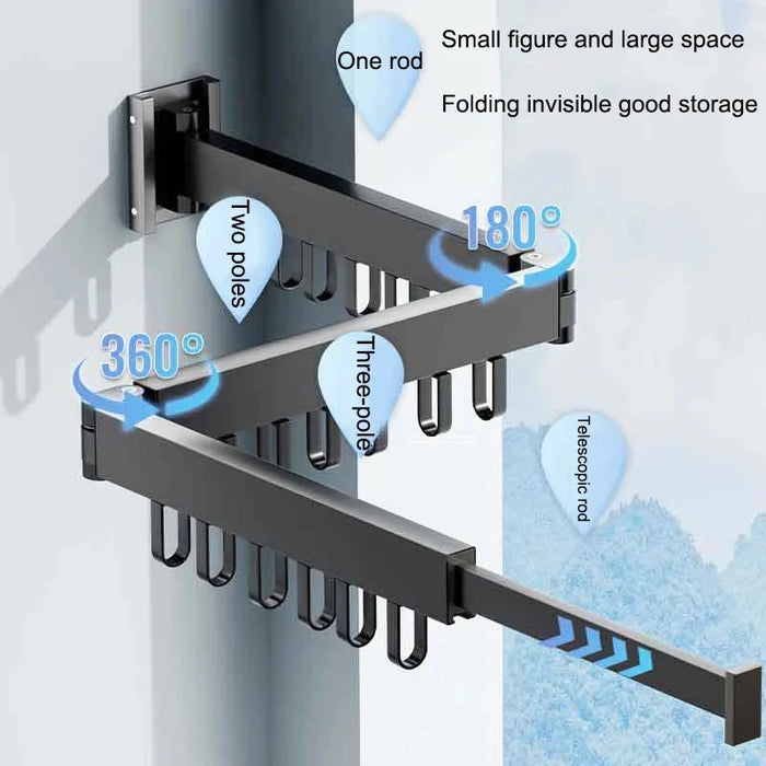 Retractable Wall-Mounted Clothes Hanger — Aluminium Folding Drying Rack