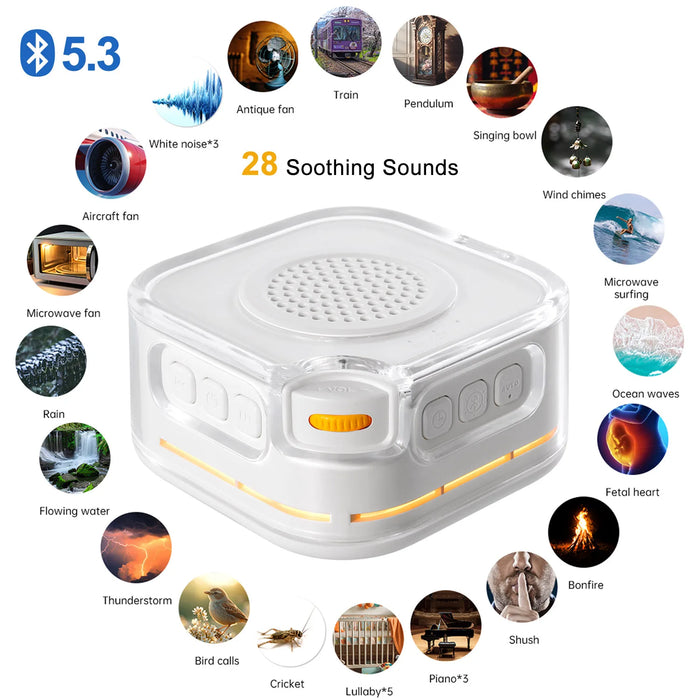 White Noise Machine with Bluetooth Speaker and Night Light — Sleep Aid for Babies & Adults