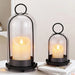 Vintage Brass Metal Candle Holder Set with Glass Domes
