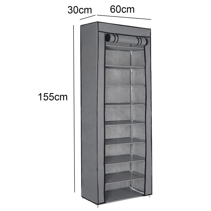 Adjustable 9-Compartment Shoe Cabinet 60 x 30 x 155cm – Dust-proof Multi-layer