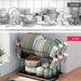 2-Tier Dish Drying Rack with Drip Tray, Cup & Utensil Holders