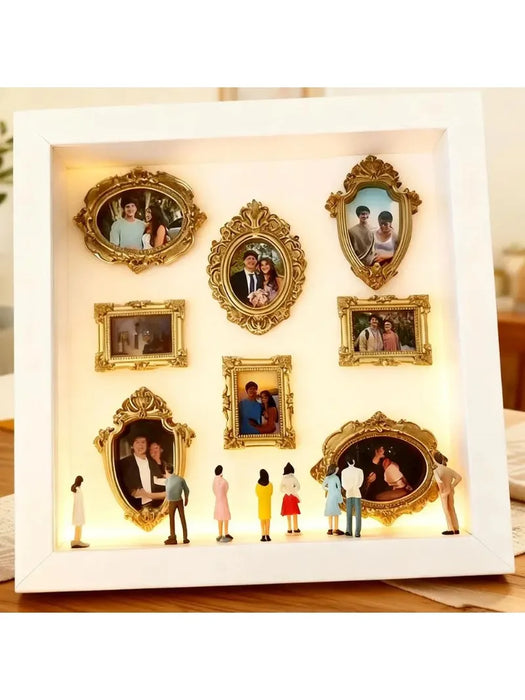 Mini Museum Silhouette Photo Box – DIY Memory Display Kit with Frames & Figurines