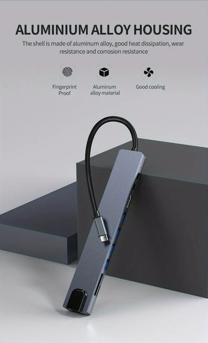 10-in-1 USB-C Hub – 4K@30Hz HDMI-Compatible Docking Station with PD 100W, RJ45 & USB 3.0