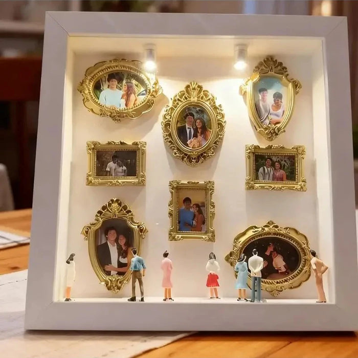 Mini Museum Silhouette Photo Box – DIY Memory Display Kit with Frames & Figurines