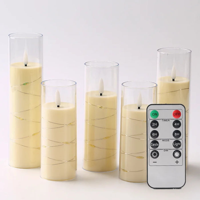 Outdoor Flameless LED Pillar Candles with Remote & Timer — Yellow Flicker, Battery-Operated (3/4pc)