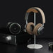 Black Walnut Wood and Aluminium Headphone Stand — Solid Metal Base Desk Headset Holder