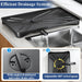 Large Rustproof Steel Dish Rack with Drainboard & Utensil Holder – Black