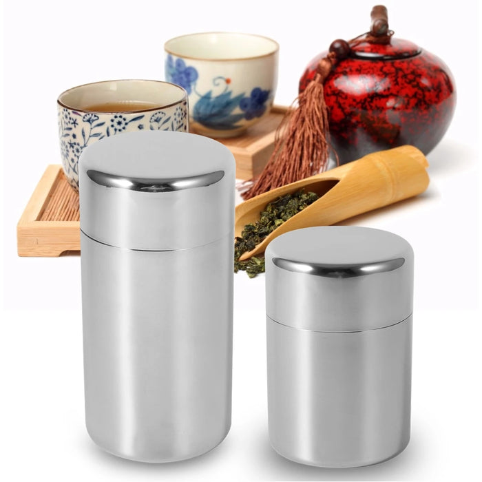 Stainless Steel Tea & Coffee Canisters — 304 Kitchen Storage Tins (S & L)