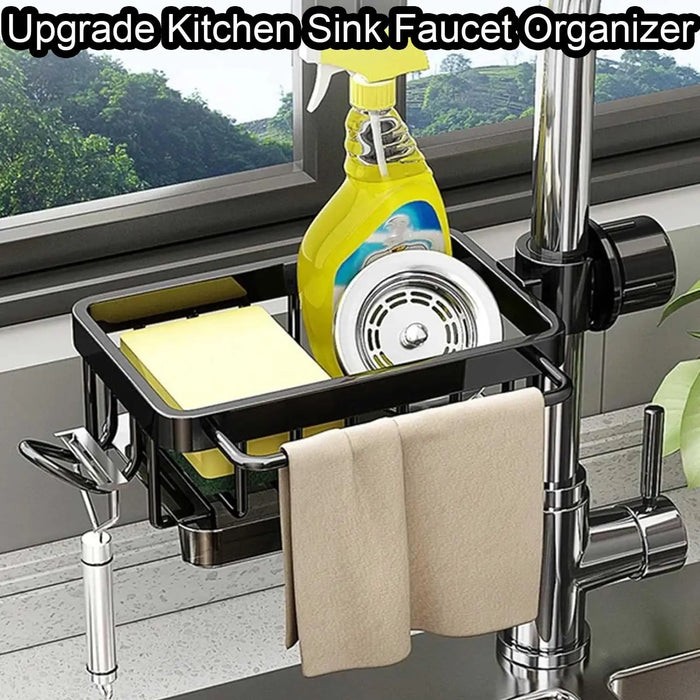 3-in-1 Kitchen Tap Organiser - Sponge & Brush Caddy with Drain Tray