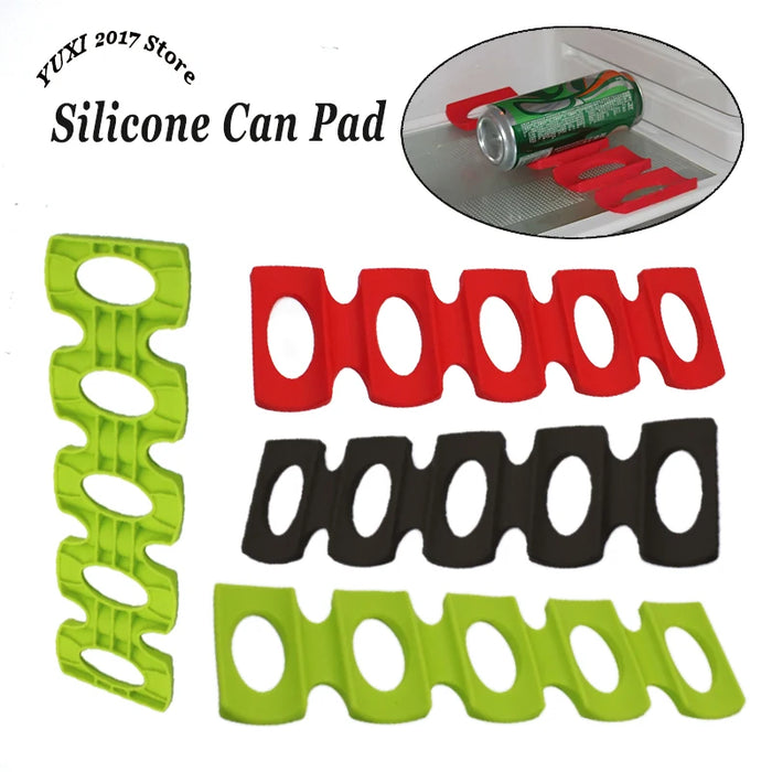 Silicone Fridge Can & Bottle Rack Mat — 1 or 2 Pack (Red, Green, Black)