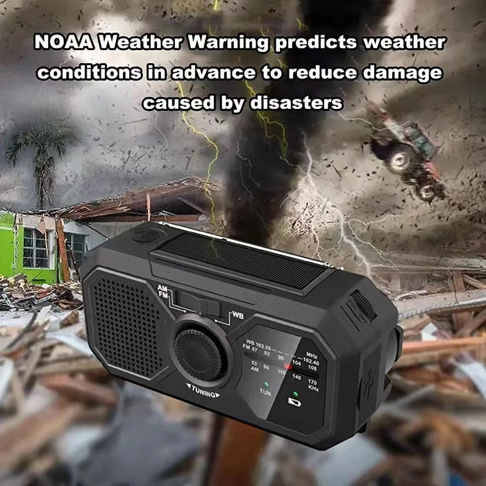 Portable Solar Emergency AM/FM Radio with Hand Crank, USB-C Charger and Torch