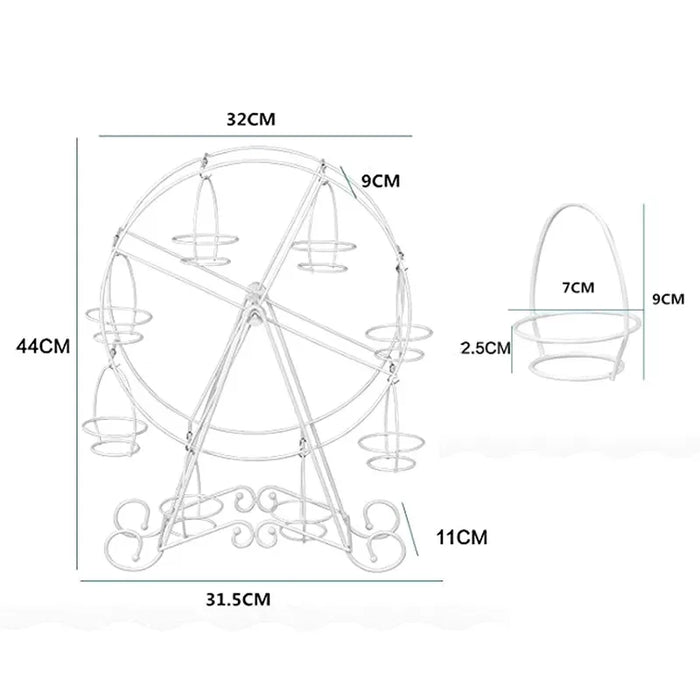 Metal Ferris Wheel Cupcake Stand — 8-Cup Display for Weddings & Parties