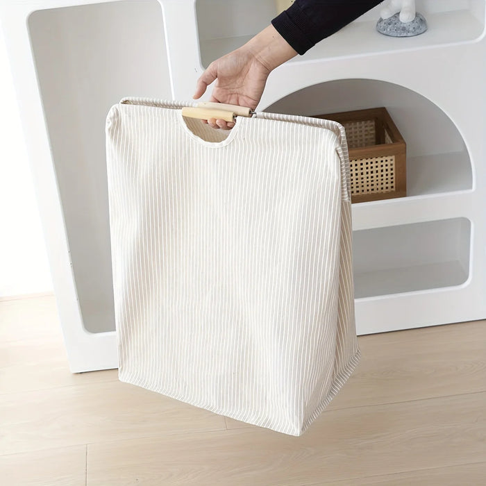 Large Dual-Handle Laundry Hamper — Tall Freestanding Waterproof Cotton Basket (Khaki)