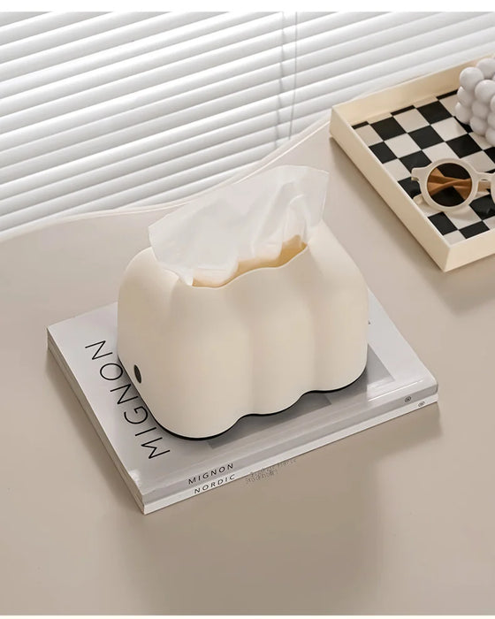 Cloud Tissue Box Holder — Wall-Mount Napkin & Paper Towel Organiser, Cream (PP)