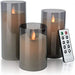 Set of 3 LED Glass Flameless Candles with Remote & Timer — 3 Sizes, 3 Colours