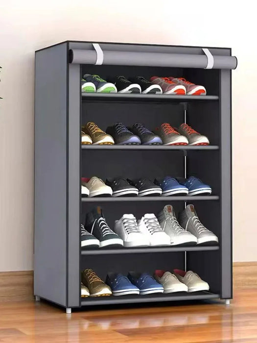 6/8/10-Layer Dustproof Shoe Cabinet Organiser — Non-woven, Space-saving
