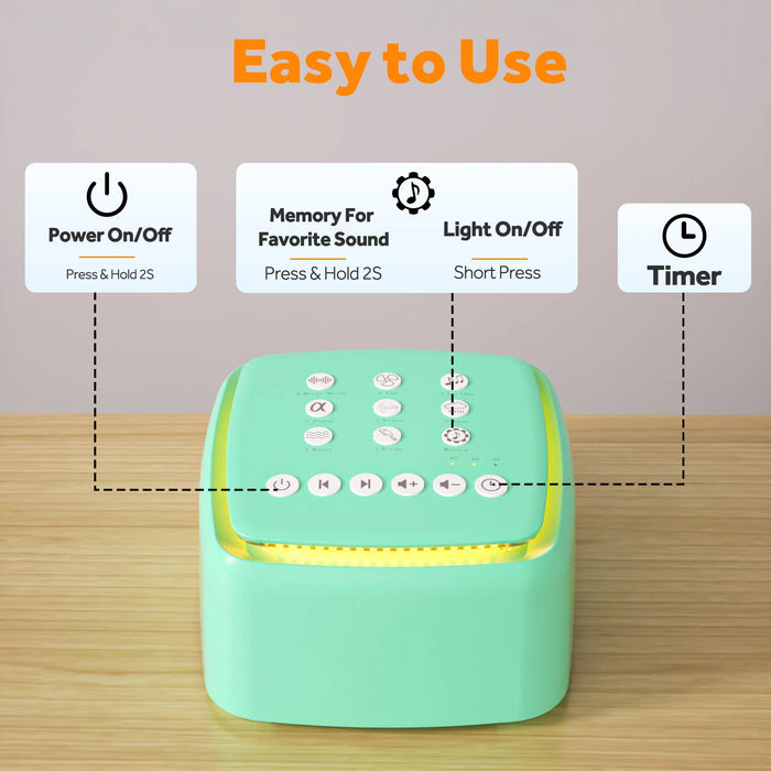 White Noise Machine — 30 Soothing Sounds, Warm Light, 30‑Hour Battery