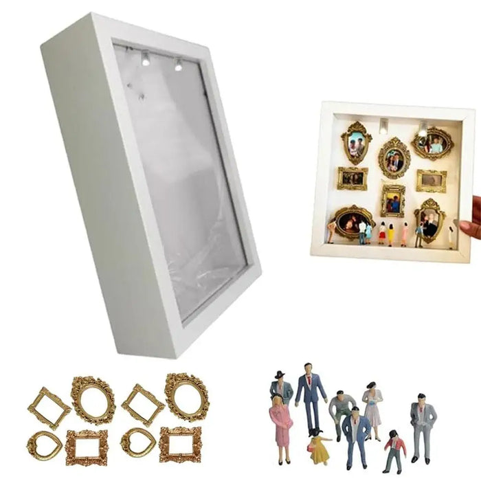 Mini Museum Silhouette Photo Box – DIY Memory Display Kit with Frames & Figurines