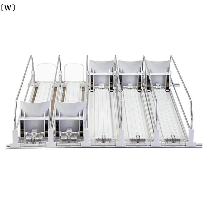 Canned Beverage Push Rack — Self-Pushing Fridge & Counter Organiser (310/380/410mm)
