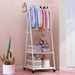Floor-Mounted Folding Clothes Rack — Triangular Double-Rail Hanger