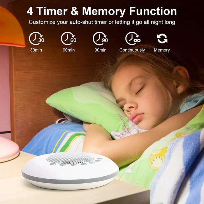 Portable Baby White Noise Machine — 28 Soothing Sounds, USB‑C Rechargeable, Timer & Memory