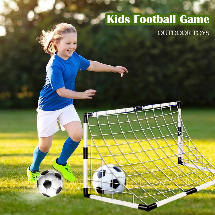 Children's Foldable Football Goal with Pump & Ball — Outdoor Lawn Training Gift