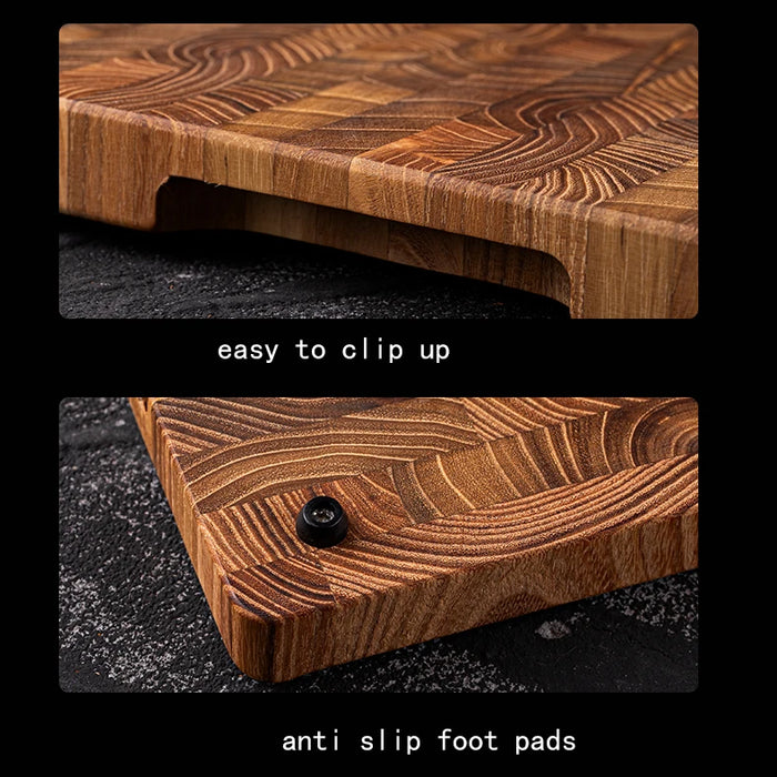 Large Teak Wood Cutting Board — 16.5 x 11.8 in or 13.3 x 9.5 in, 1 in Thick