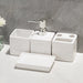 Ceramic 4-Piece Bathroom Organiser Set — Soap Dispenser, Lotion Bottle, Toothbrush Cup & Soap Dish