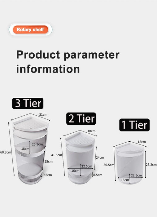 Rotating Adjustable Multi‑Tier Kitchen Corner Shelf – PP Spice & Bottle Organiser