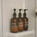3‑Pack Amber Reusable Shampoo & Body Wash Dispensers with Printed Labels (500ml)