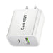 65W GaN USB‑C PD 3.0 2‑Port Wall Charger — USB‑A + USB‑C, White (UK/EU/US/AU plugs)