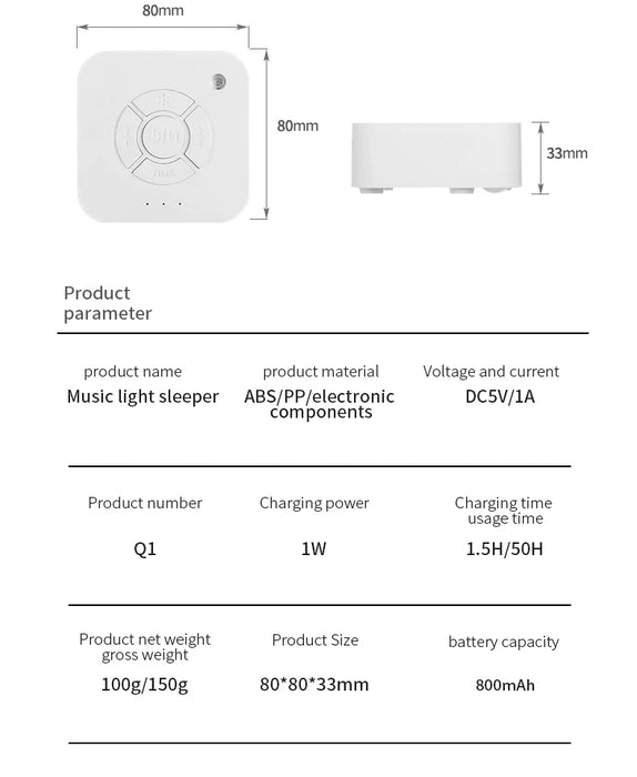 Portable Baby White Noise Machine – 10 Relaxing Sounds, USB Rechargeable, Auto-Off Timer