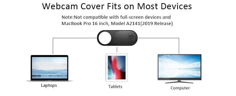 3-Pack Ultra-Thin Sliding Camera Covers for Phone, Laptop & Tablet — Black