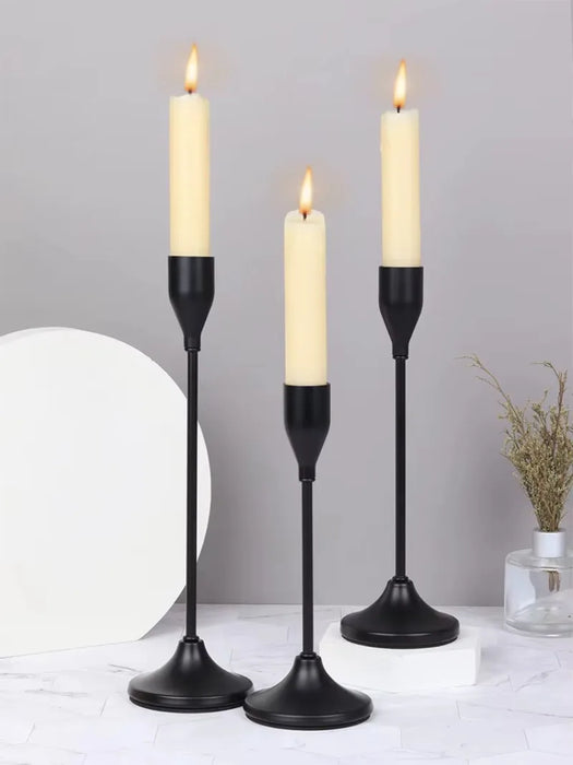3-Piece European-Style Metal Candlestick Set – Wedding & Table Holders