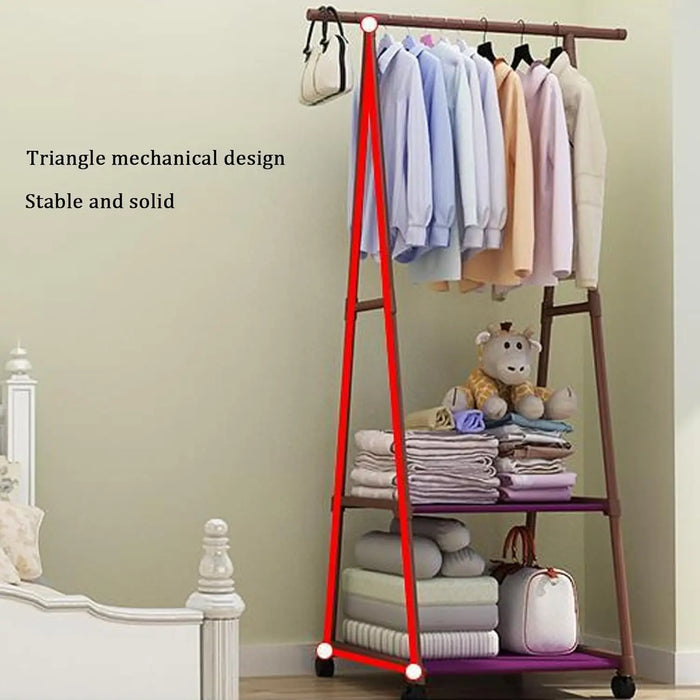 Multifunctional Movable Coat Rack Stand – Simple Plastic Clothes Hanger for Porch, Bedroom, Corridor, Dormitory