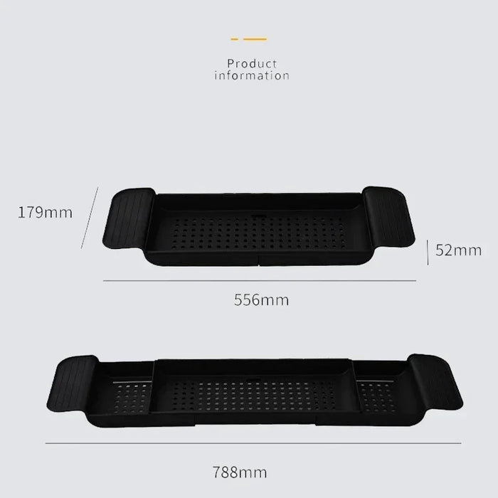 Extendable Bath Tray — Adjustable Bathtub Shelf, Towel & Book Holder (White or Black)
