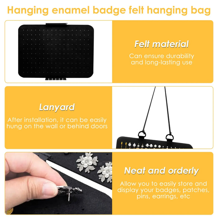 Felt Lapel Pin & Earring Display Panels — Hanging, Detachable Pages