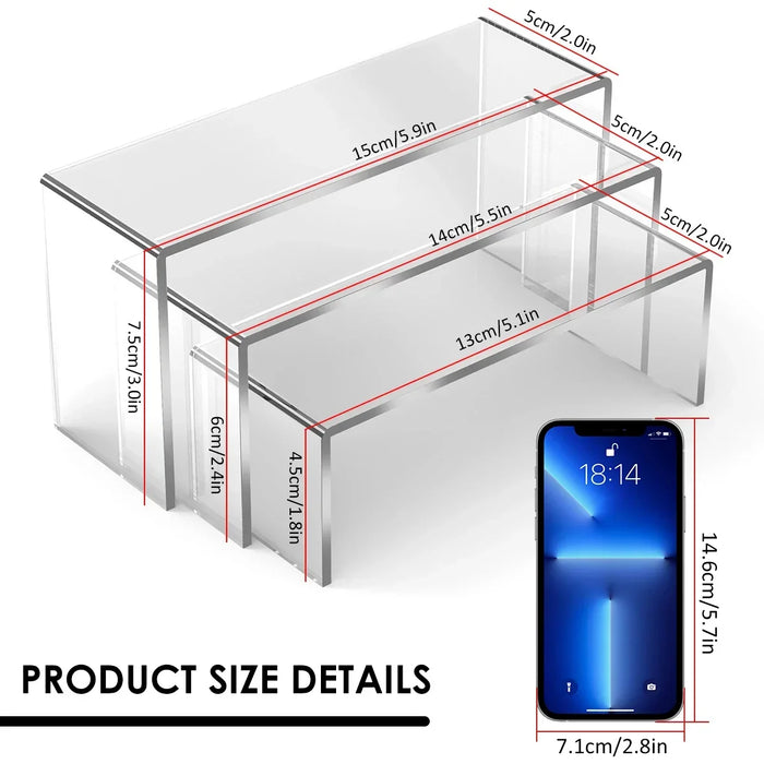 Acrylic Display Stands — 3/6/9/12 Pack Clear Mini Organisers for Perfume, Dolls & Jewellery