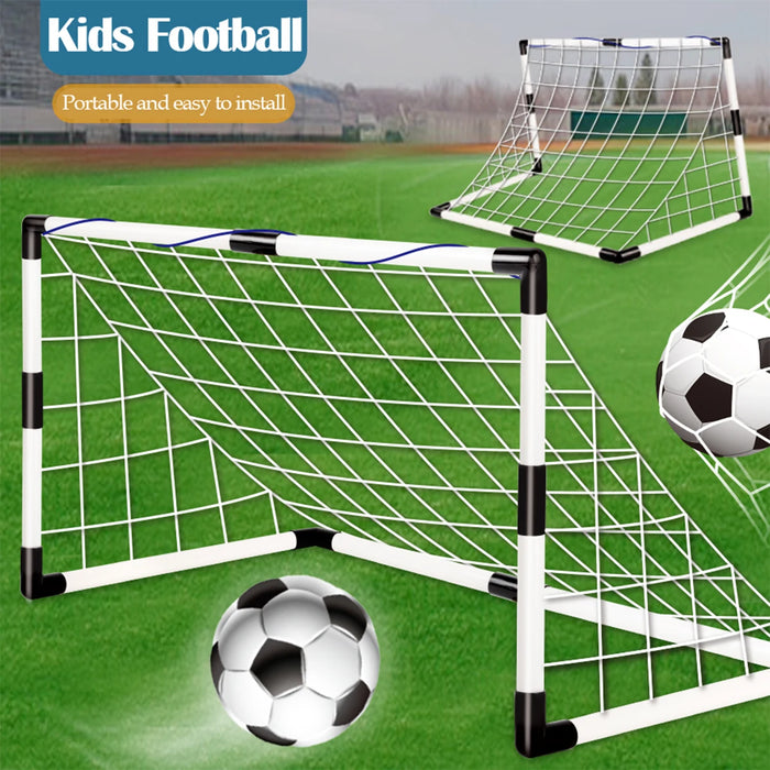 Children's Foldable Football Goal with Pump & Ball — Outdoor Lawn Training Gift