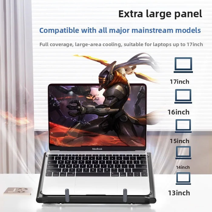 Laptop Cooling Pad — Dual Turbo Fans, Multi-Speed, 12–17.3-inch, Two USB Ports