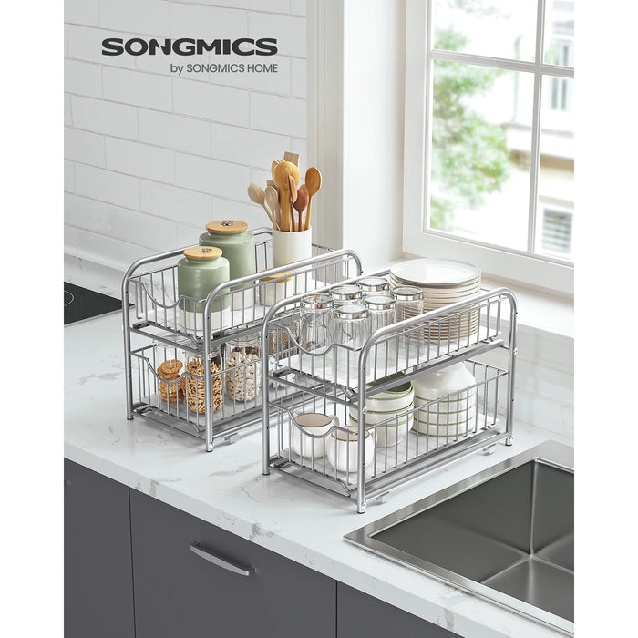 2-Tier Under-Sink Cupboard Organiser with Sliding Basket Drawers, Stackable