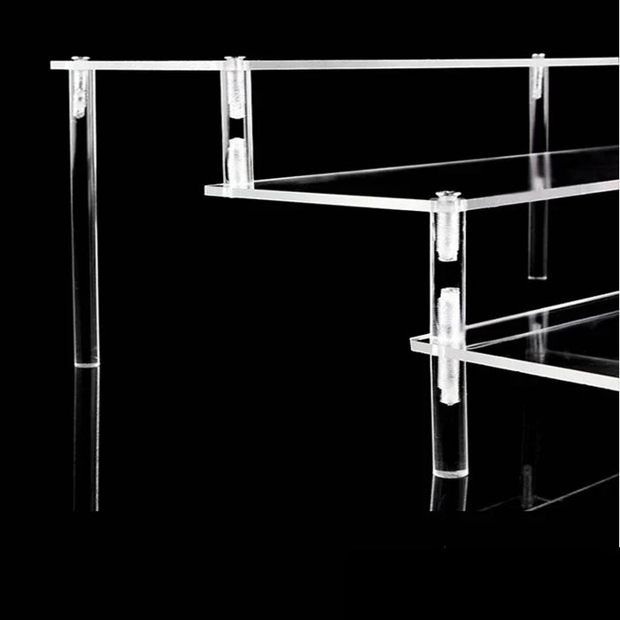 Transparent Acrylic Display Stand — 1–4 Tier Trapezoid Rack for Cupcakes, Perfume & Dolls