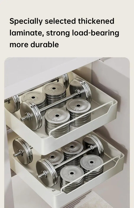 Metal Slide‑Rail Pull‑Out Cabinet Organiser with Self‑Adhesive Base