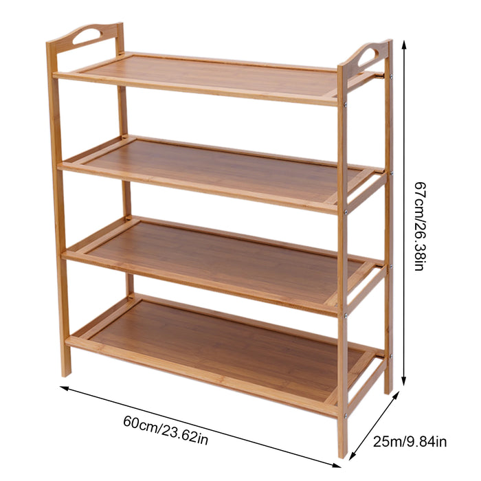 4-Tier Bamboo Shoe Rack – Free‑standing, Stackable Organiser for Hallway & Closet