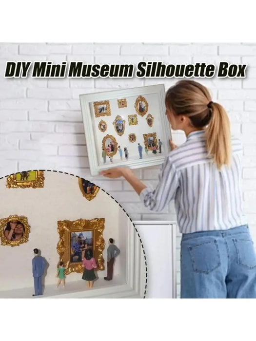 DIY Mini Museum Silhouette Box – Creative Memory Display Kit with Miniature Statues & Gold Frames