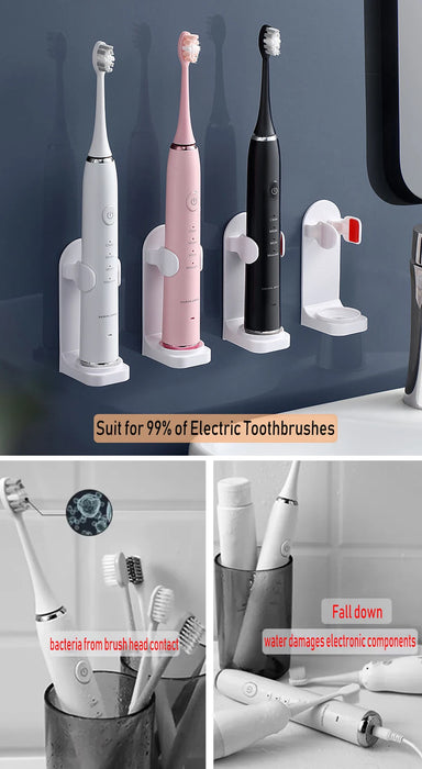 Adjustable Electric Toothbrush Holder – Silicone Non‑Slip Wall Mount (Fits 18–35mm)