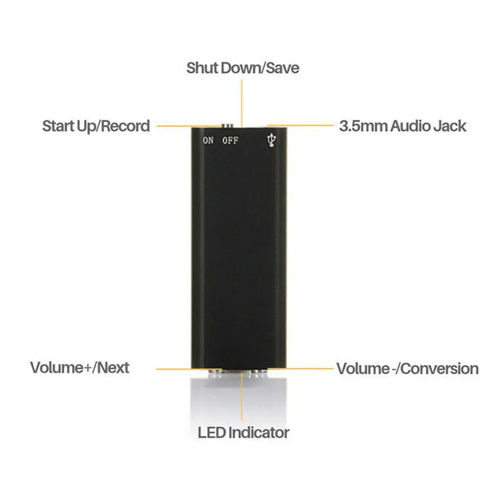32GB Mini Voice Recorder – Voice-Activated Dictaphone & MP3 Player