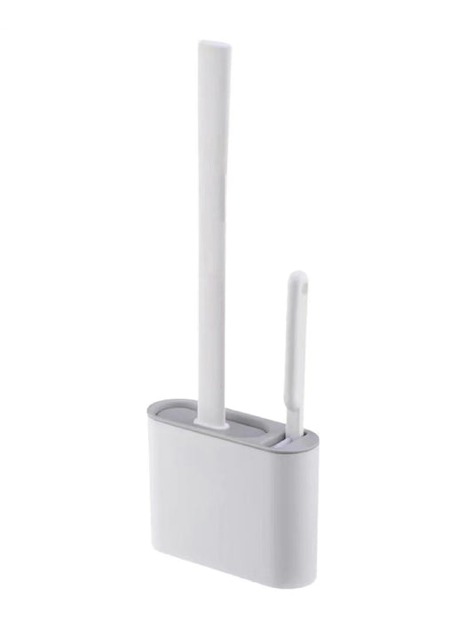 Wall-Mounted Silicone Toilet Brush with Long Handle — Quick-Dry Soft Bristles
