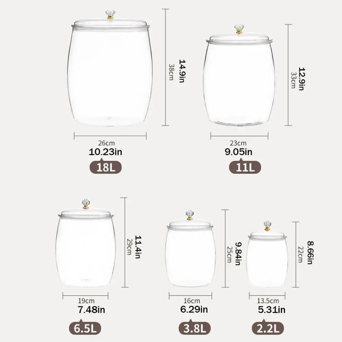 Multi‑functional Lidded Storage Jar — 2.2L to 18L Clear Acrylic